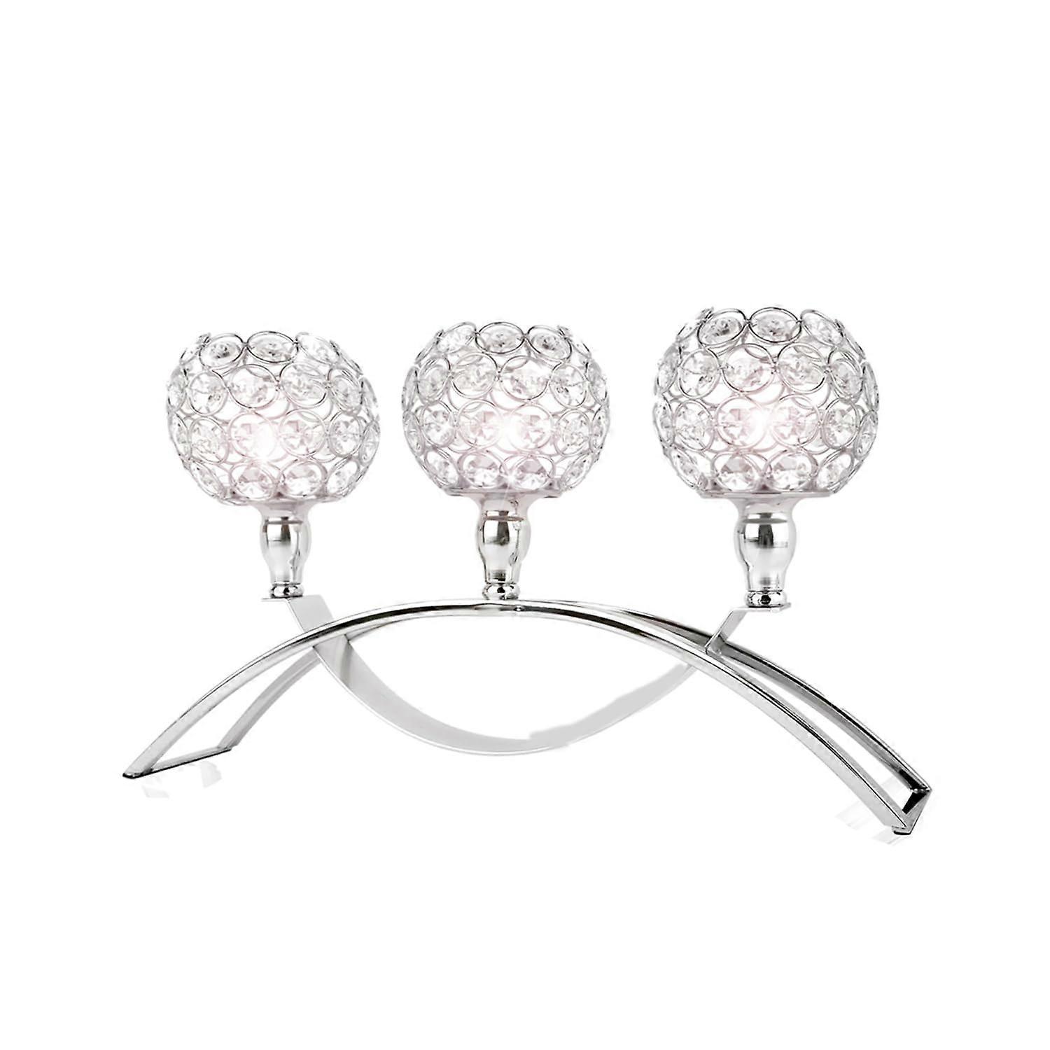 Silver Crystal Vintage Candle Holders Wedding for Decor Dining Table Centerpiece