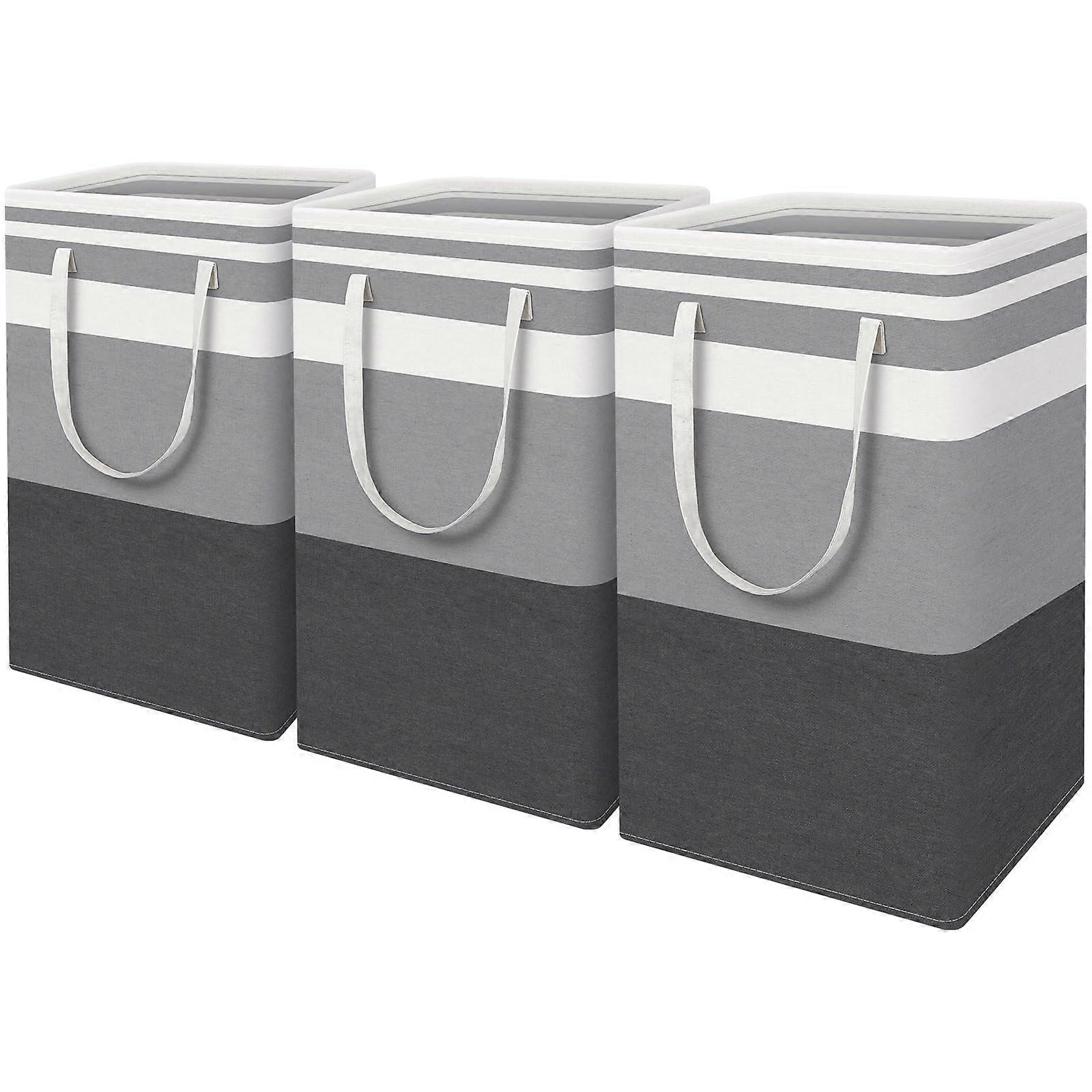 3 Pack Large Freestanding Collapsible Tall Laundry Basket for Dorm 88L