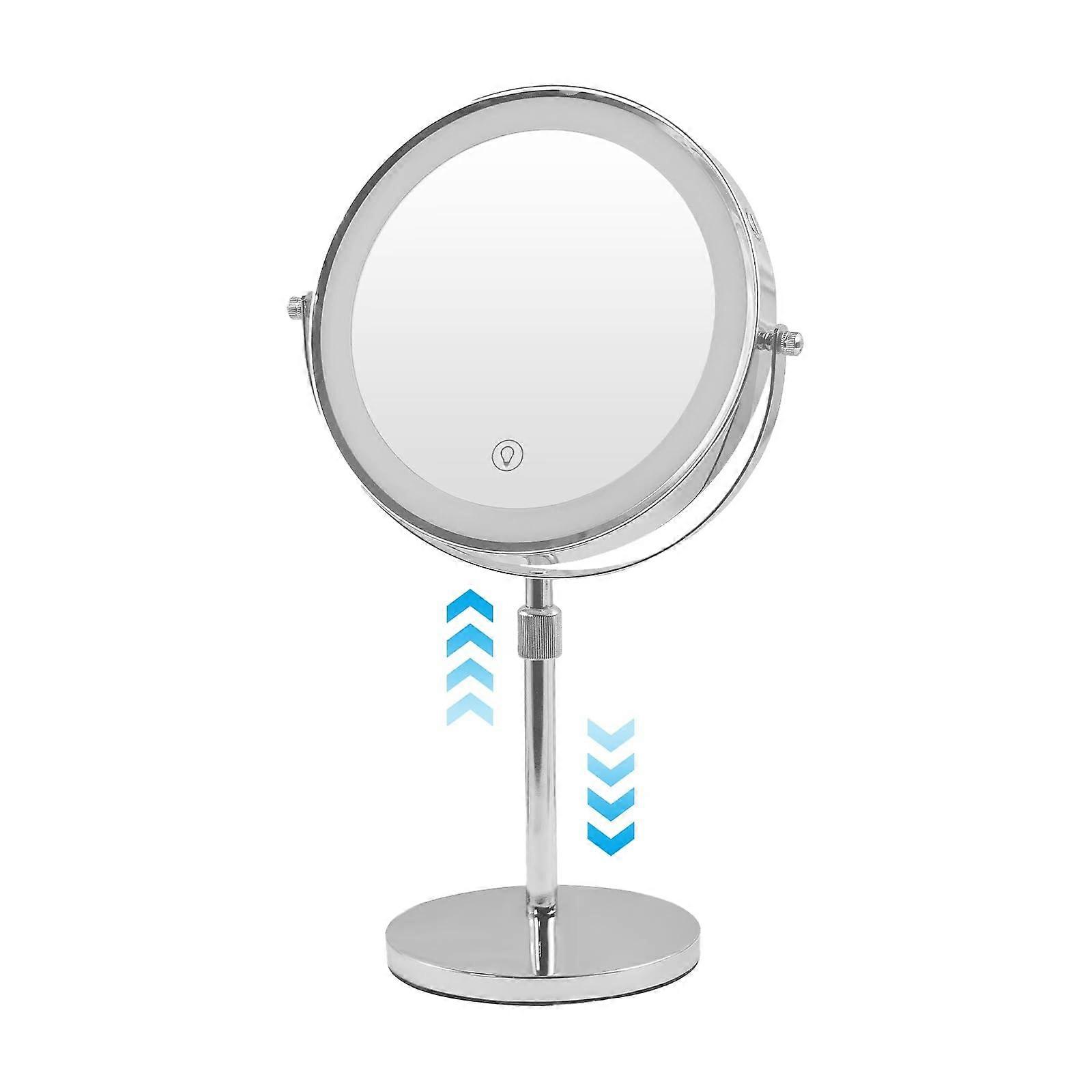 Lighted Makeup Mirror 10X/1X Magnification, Rechargeable, 8-Inch Height Adjustable, 360-Degree Rotating