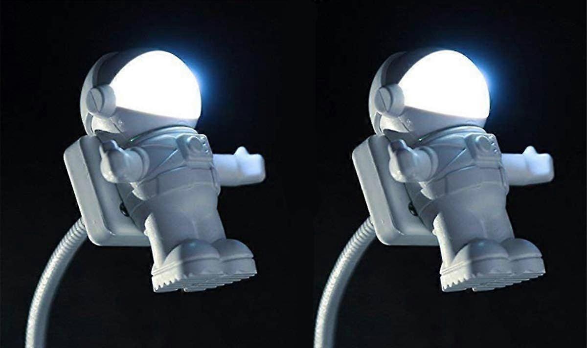 2 PCS USB LED Reading Light Lamp, Creative Spaceman Astronaut Eye-Care Flexible USB Light LED Laptop Lamp On/Off Switch for Notebook Laptop, Desktop, 