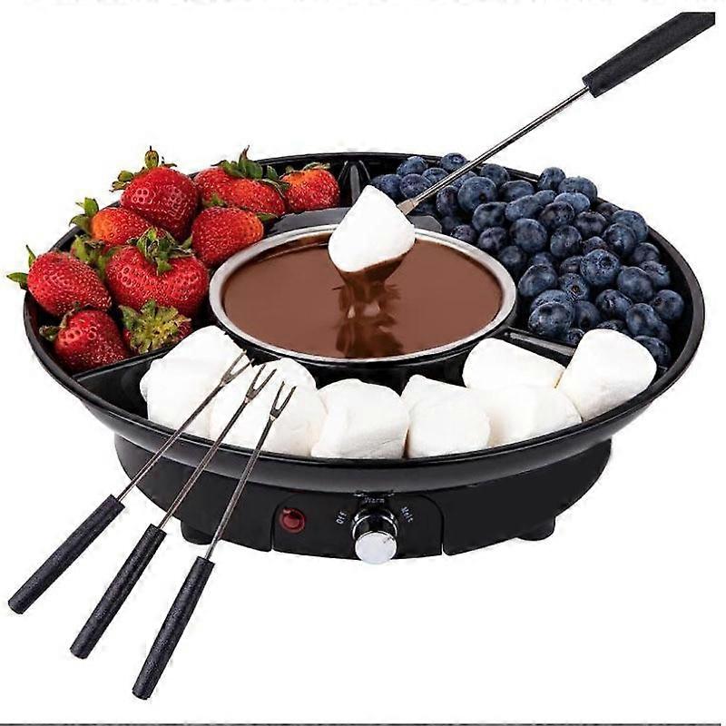 Electric Fondue Set with Temperature Control, Removable Trays, and 4 Forks - Chocolate Fondue Gift Set for Entertaining