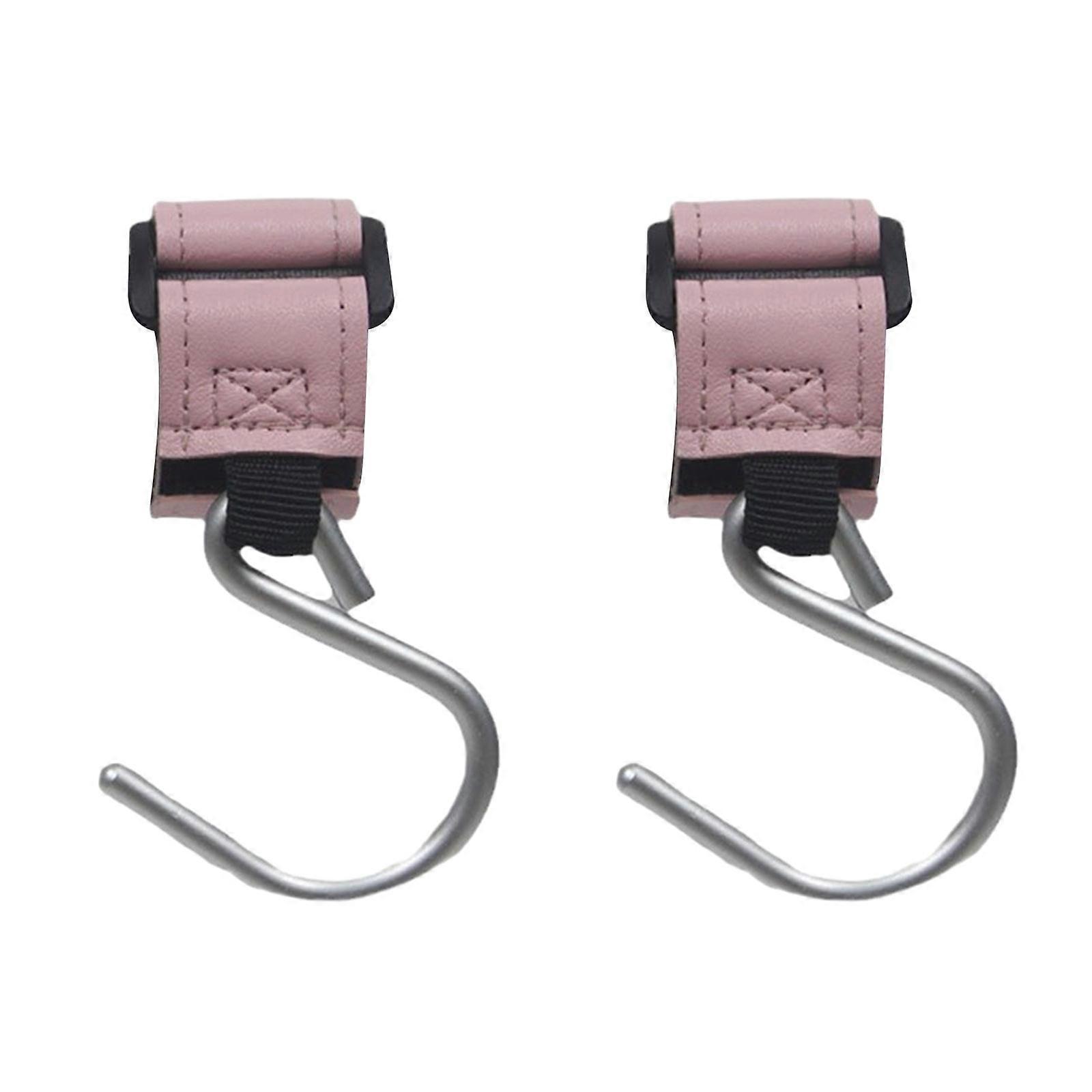Pack of 2 Versatile Baby Stroller Hook Stroller Hook with Adjustable Strap Durable Hooks Pram Hooks for Diaper Bags Pink