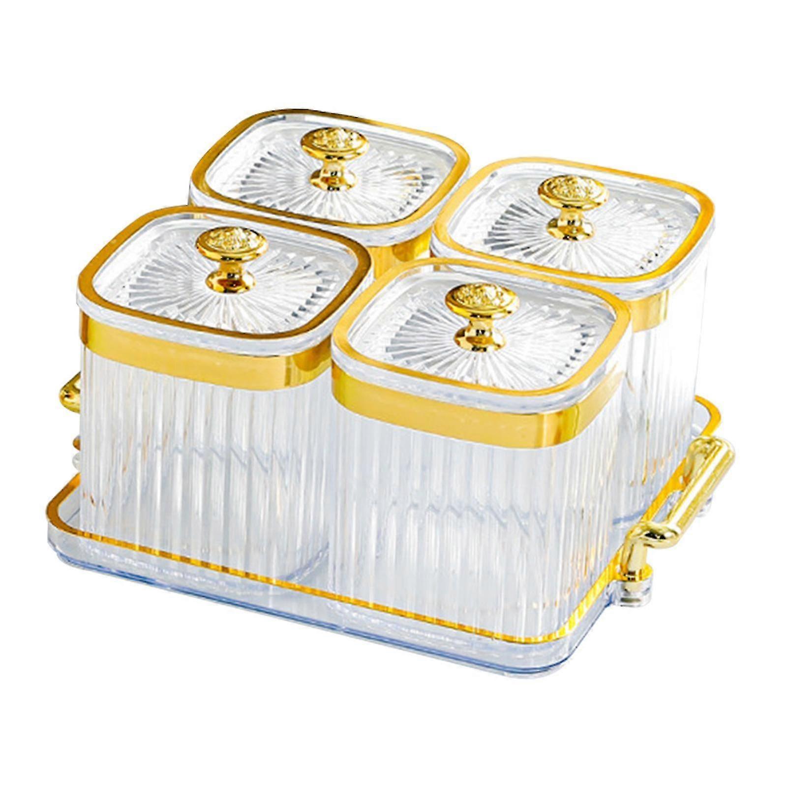 Divided Snack Tray with Lid for Dried Fruits, Nuts, Cookies - Appetizer Serving Platter for Holiday Party Condiments