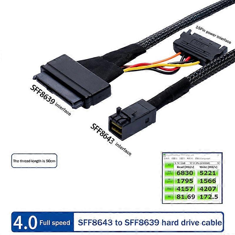 Mini SAS SFF8643 U.2 To 8639+15PIN Power Cable