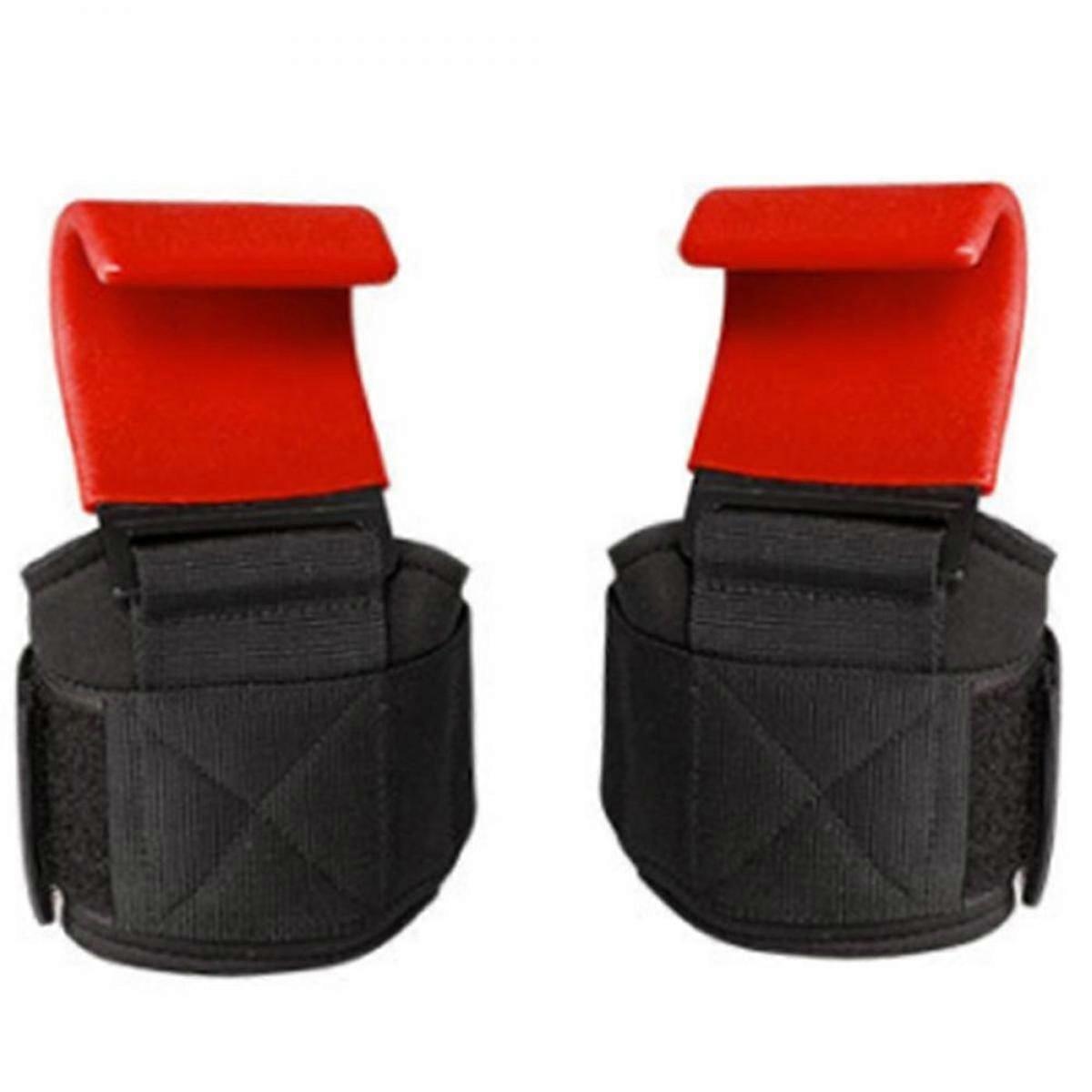 2pcs Professional Lifting Straps And Heavy Duty Hooks Wrist Wraps For Weightlifting Support & Grip - Ideal Gym Gloves For MenRed