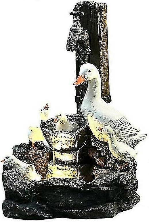 Harpiks Duck Water Fountain Statue Dyremodel Ornamental Multi-farve fritstående have til gårdindretning Cascading Egern