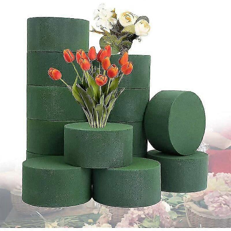 Flower Foam Block 15 Round Flower Sponge Green Foam Flower Arrangement Diy Foam Wet Cylinder Tray Flower Foam Artificial Plants