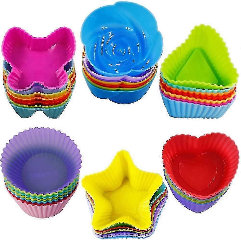 Non-stick Heat-Resistant 36-Piece Silicone Muffin and Cake Molds with Ice Cube Inserts for Baking - Includes 6 Molds