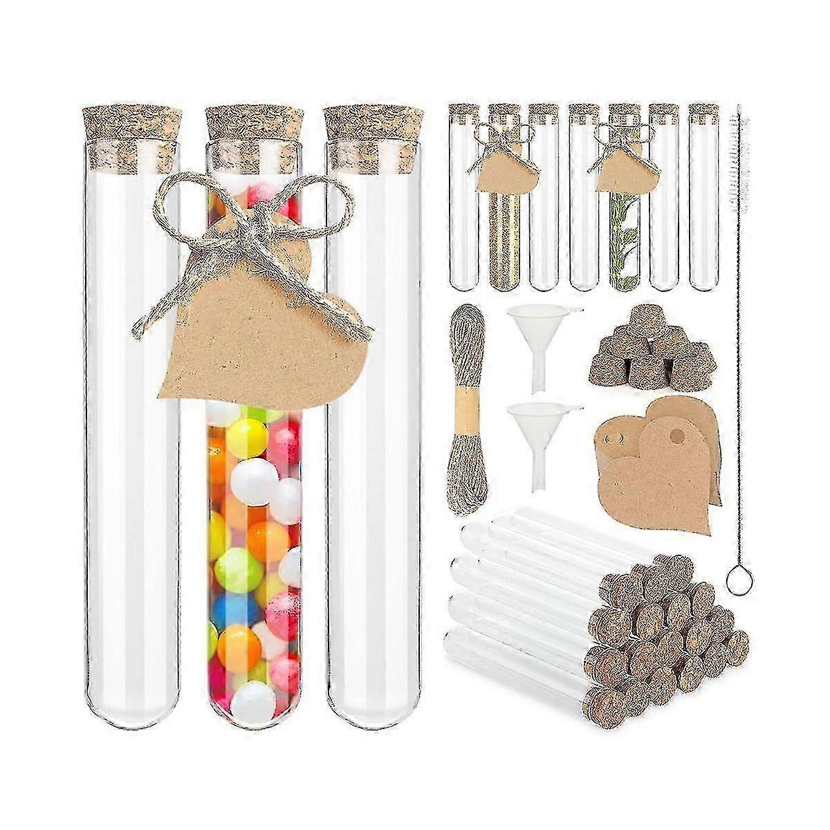 30 pcs Glass Test Tubes with Corks, Size 20 X 150mm, Suitable for Scientific Experiments
