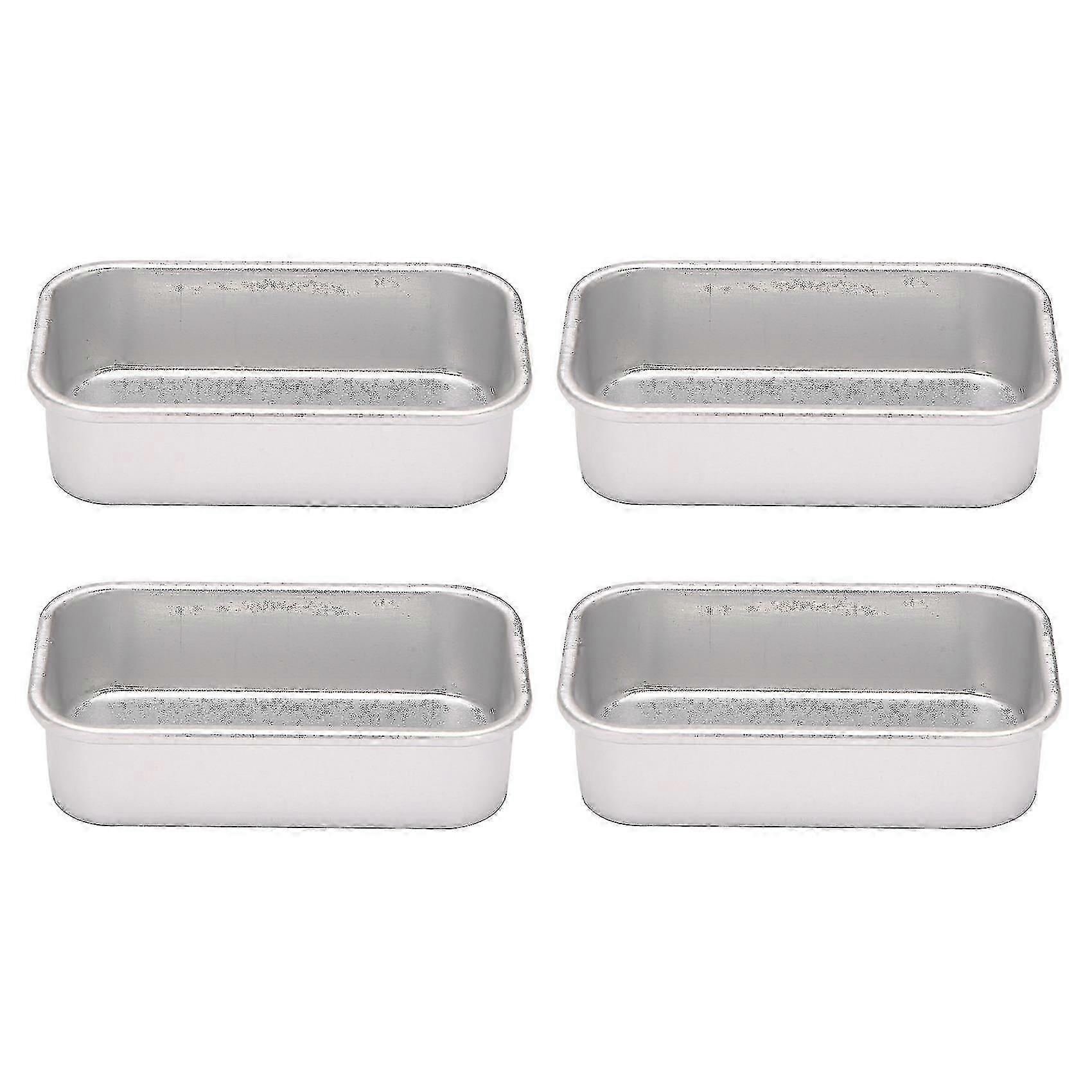 4Pcs Aluminum Alloy Loaf Tin Rectangular Non-Stick Bread Mould Bread Loaf Pans Kitchen Dining Bar S