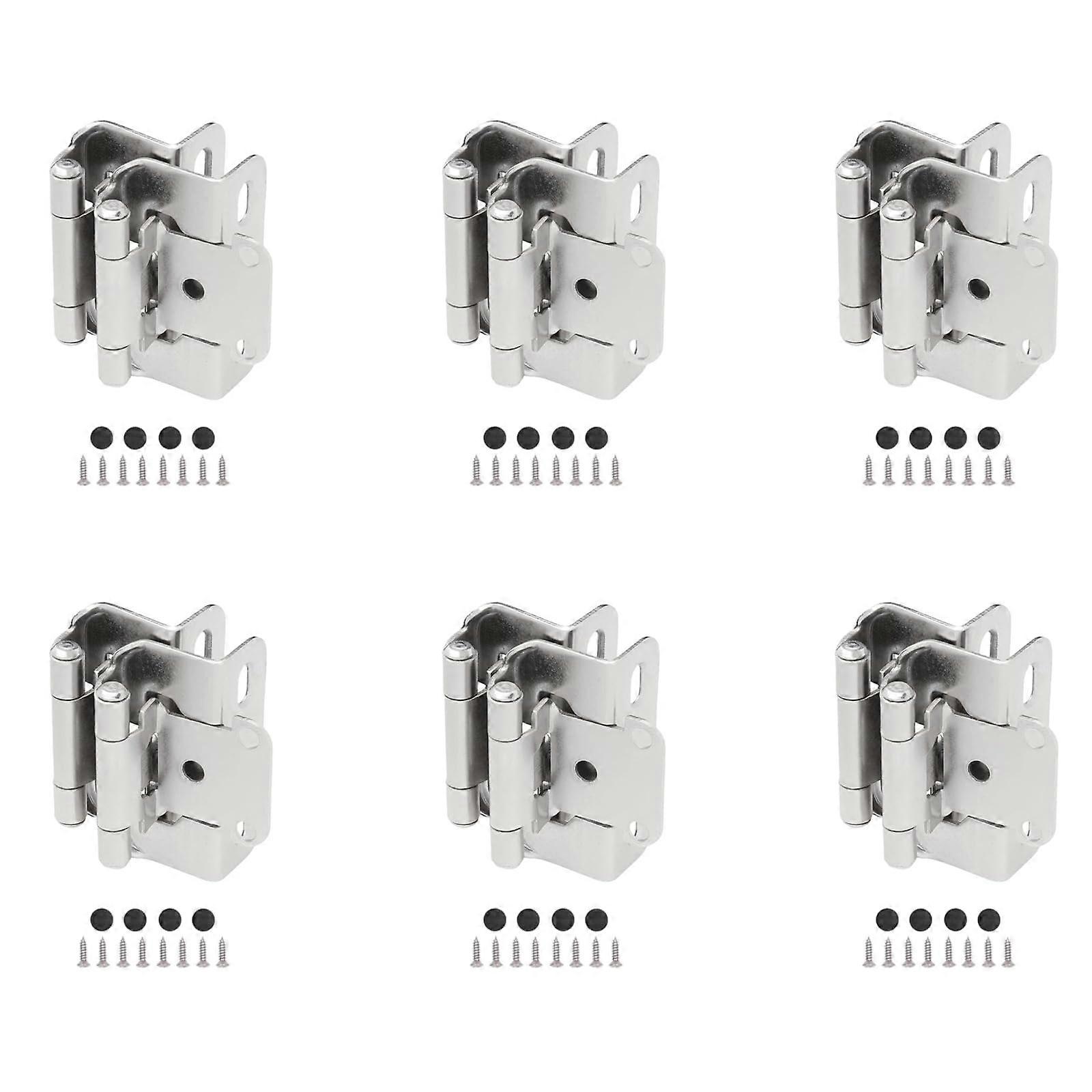 Kitchen Cabinet Hinges 16 Pack 8 Pairs, 1/2' Overlay Partial Wrap Hinge Face Frame Mount Cabinet Hardware, Self Closing Door Hinges Sliver