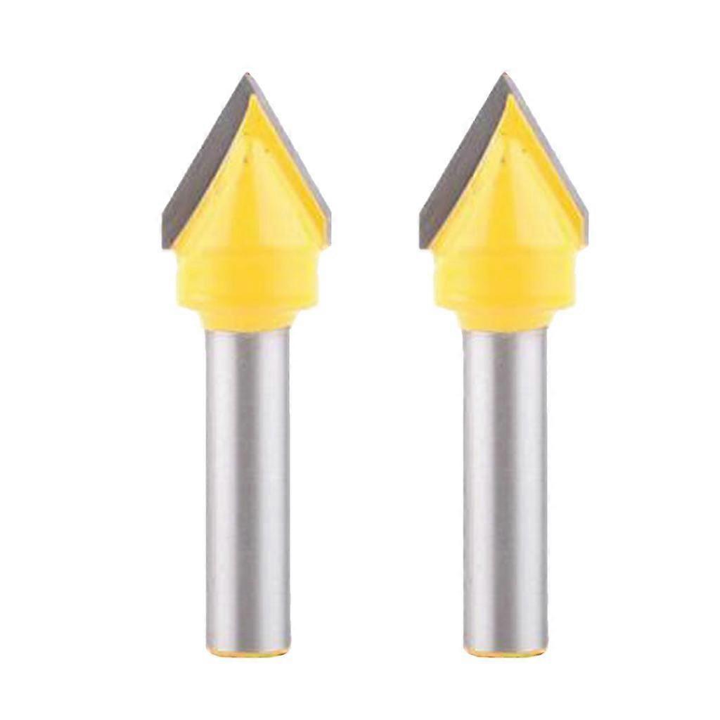 2 Pieces 8mm Shank Woodworking Mill Router Bits V-Groove 60 Degree