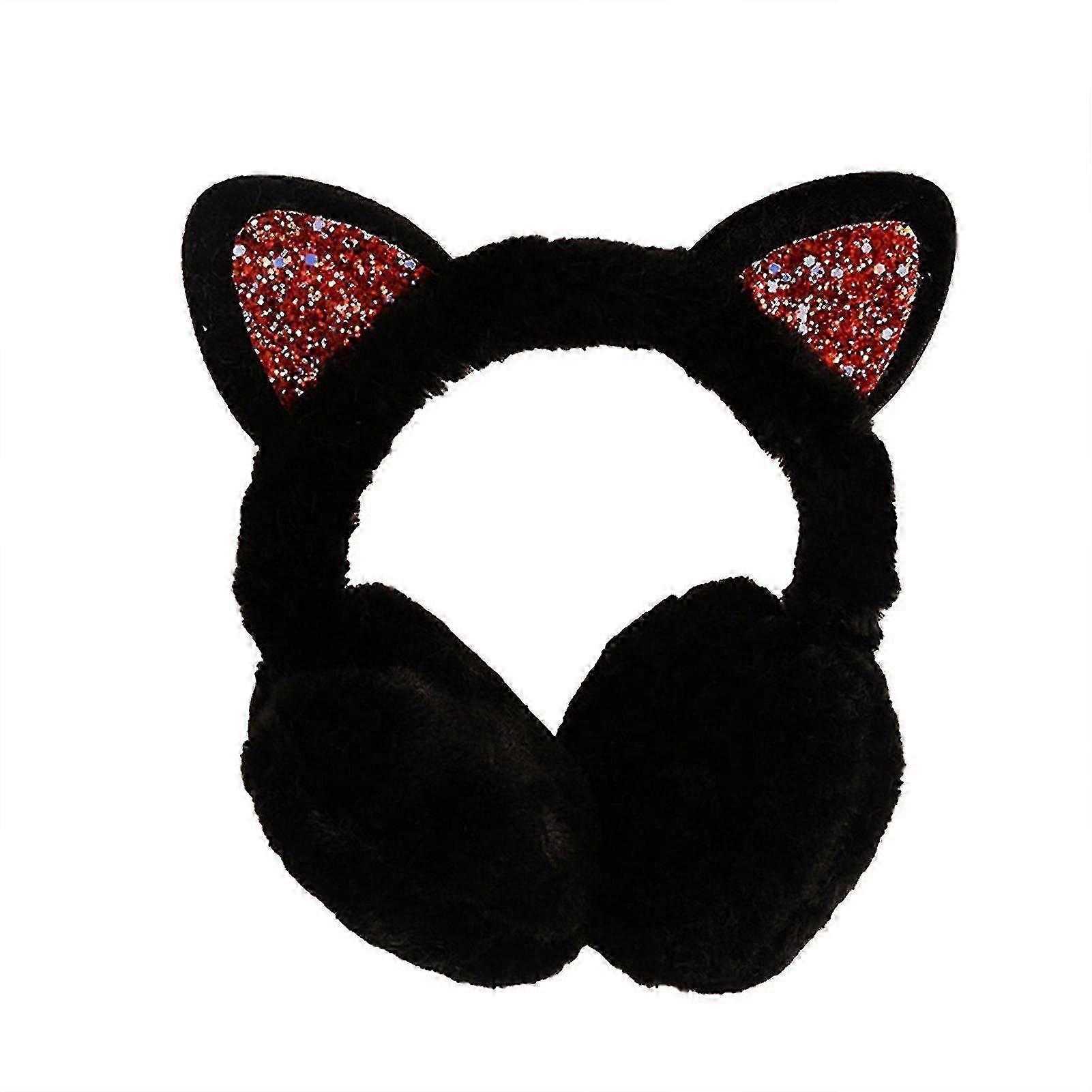 Earmuffs Skin-friendly Cats Ears Design Plush Winter Warm Cats Ear Muffs For Outdoor_ahf