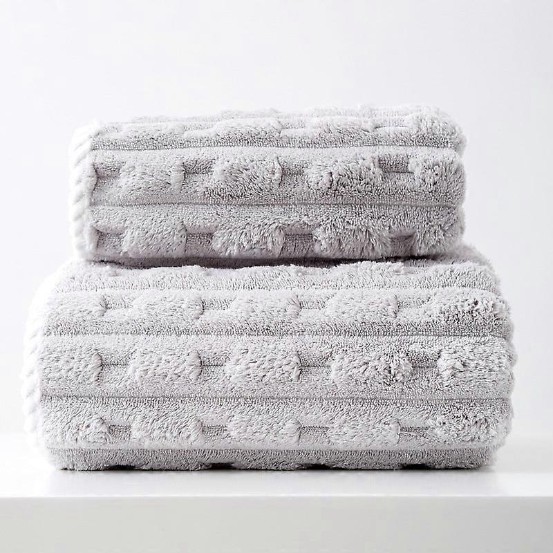 Elosung Grey Thickened Coral Fleece Towel Set Large Bath & Face Combo Soft Absorbent Towels For Home Use Towels & Washcloths