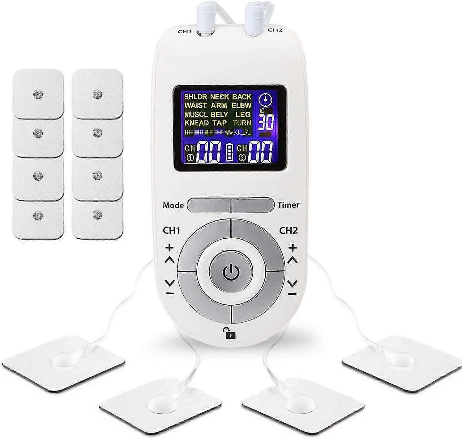 Machine Muscle Stimulator for Pain Relief, Unit with 12 Modes, 40 Intensity,8pcs TENS Pads Replacement