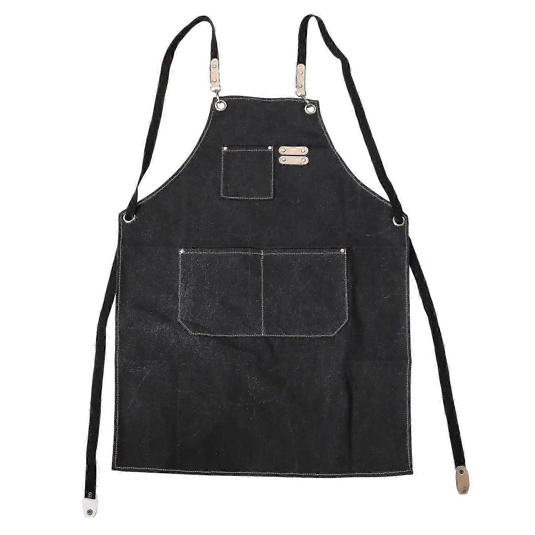 Unisex Waterproof Canvas Work Apron Carpenter Apron with 3 Tool Pocket for Workshop Kitchen Garden
