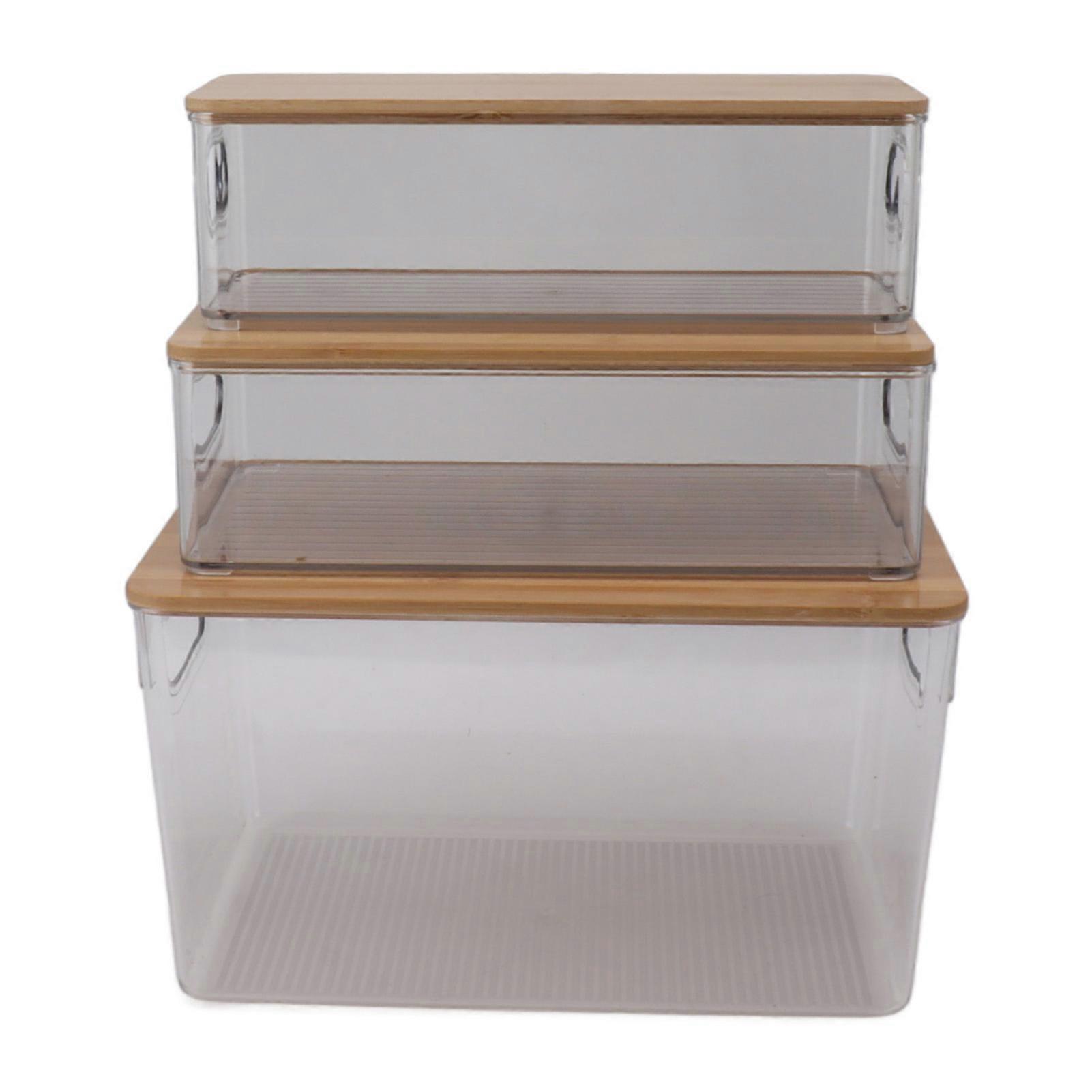 3Pcs Storage Box Multifunctional Transparent Storage Organizer Stackable Storage Display Case