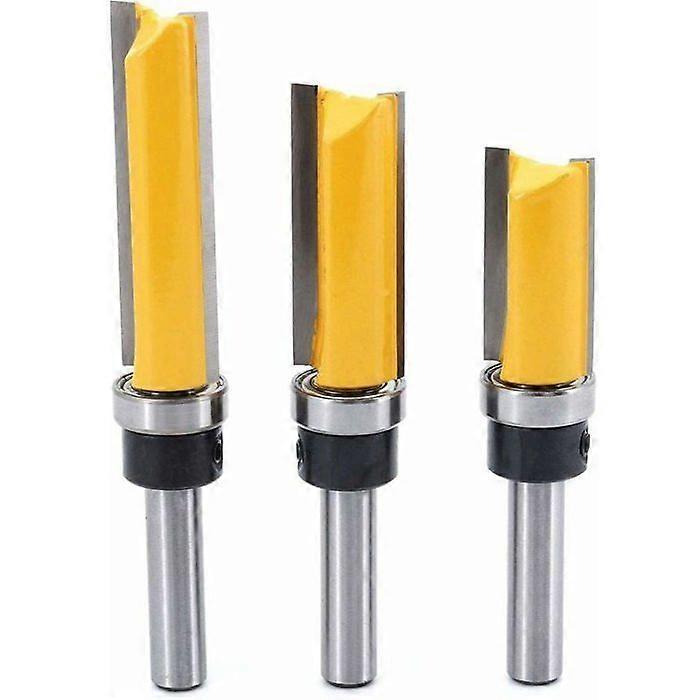 3Pcs 8mm Shank Flush Trim Router Bit, Flush Trim Router Bit Copy Cutter with Top Bearing, Woodworking Milling Tools
