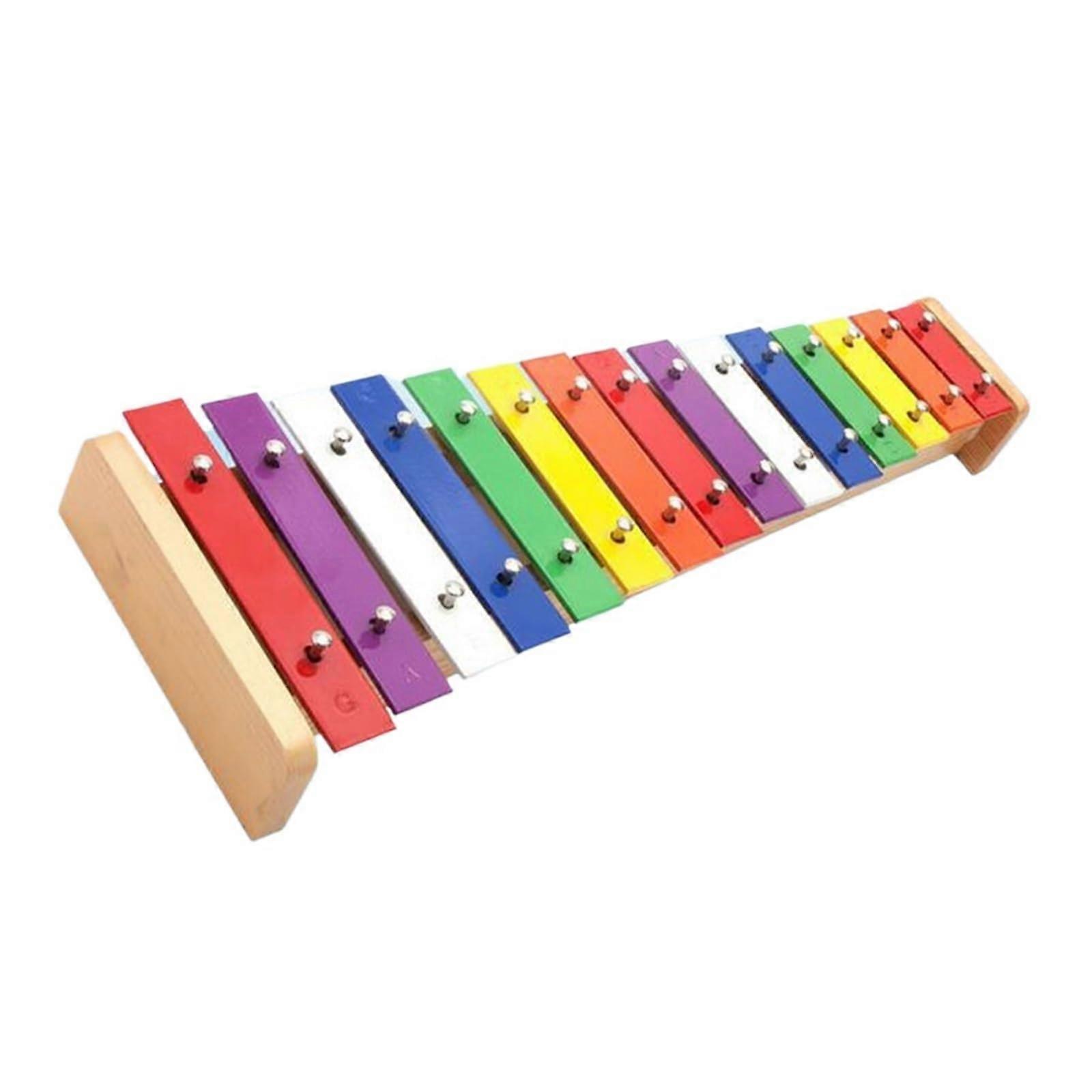 Xylophone Instrument 15 Tone Wooden Glockenspiel with Mallet Stick - Kids Percussion Music Toy