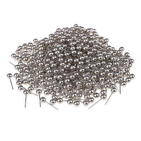 2X 400 Piece Metallic Color Beads Head Push Pins Office Drawing Pins Silver