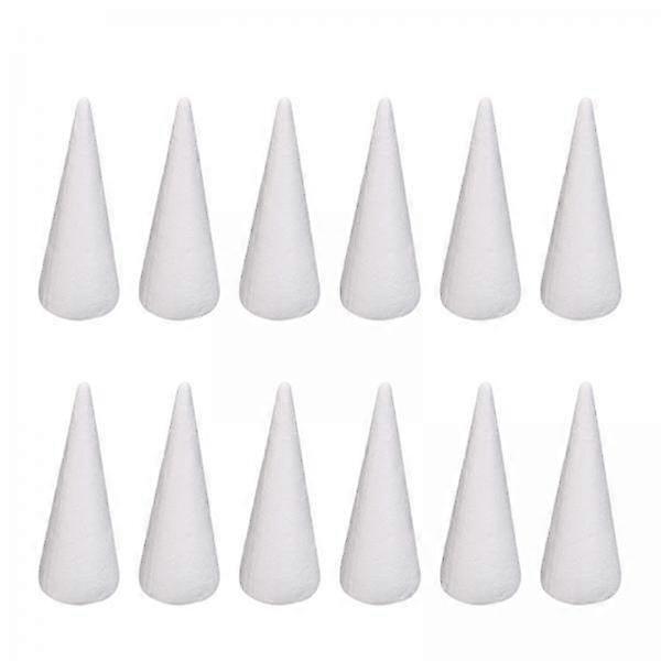 2x 12x Köpük Koniler El Sanatları için Beyaz Polistiren Koniler Pasta Üstü Noel Ağacı