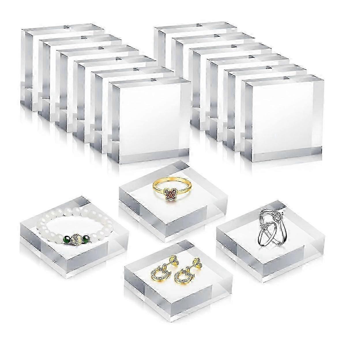 Blocco display acrilico da 16 pezzi, blocco display quadrato acrilico 2 x 2 x 0,8 pollici, espositore per gioielli in acrilico cubo