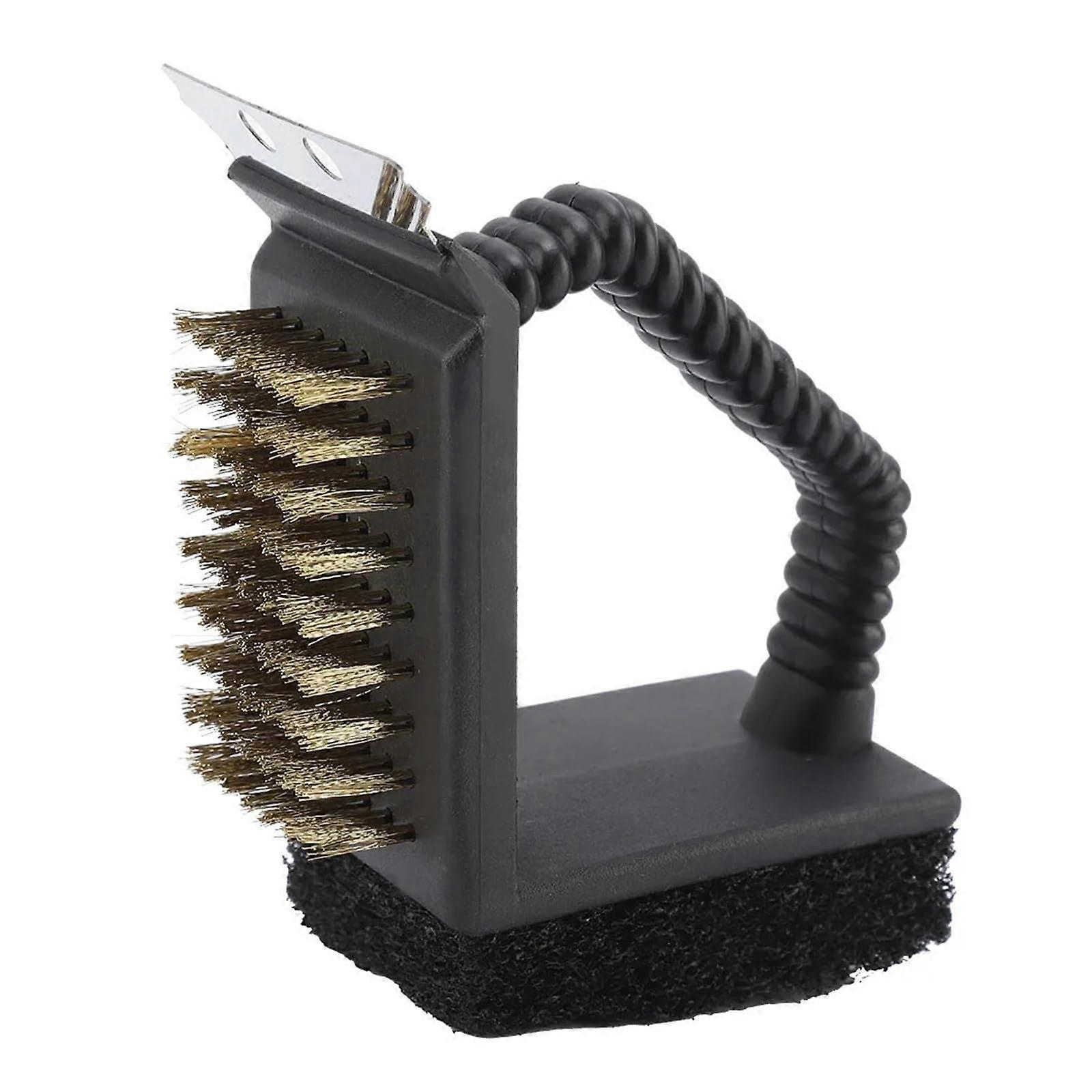 BBQ Cleaner 3-in-1 Stainless Steel Grill Brush Durable Black Oven Cleaning Tool Ref 5183