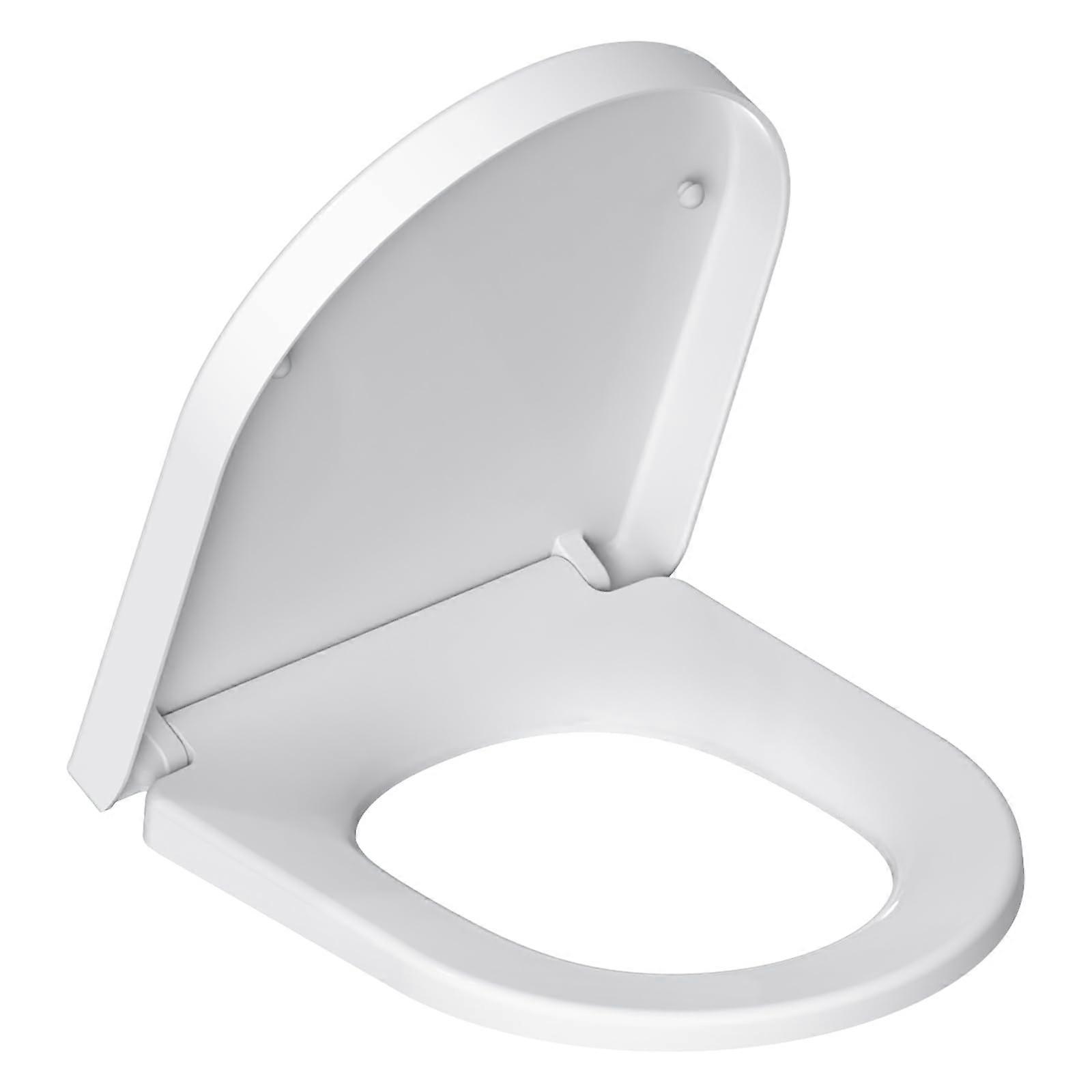Lid with automatic lowering mechanism Dshape, quickrelease toilet seat, robust and durable, 42.5 36.3 4.9CM white