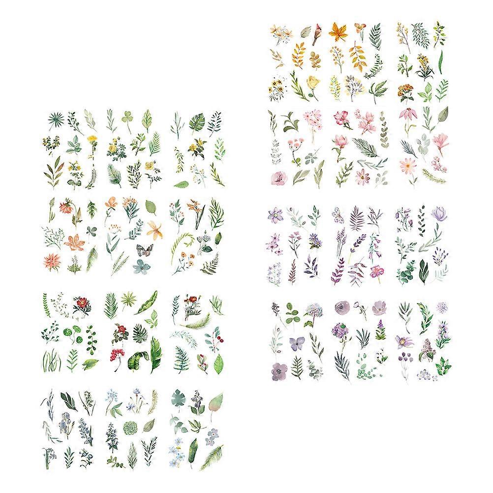24 Sheets of Decorative Scrapbook Stickers Multi-function Flower Stickers