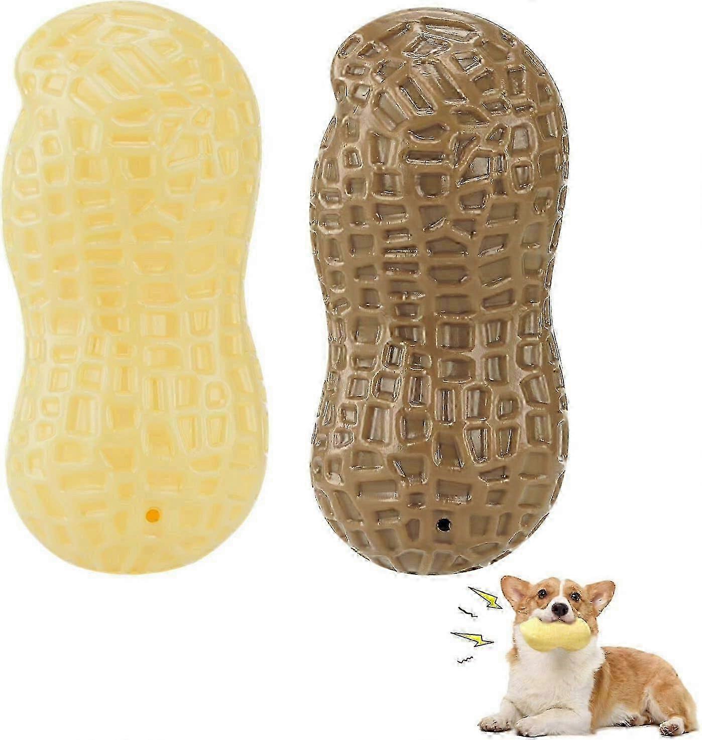 Interactive Dog Toys, 2 Piece Peanut Shaped Toys for Teeth Cleaning, Squeaky Chew Toys for Medium, Large, and Small Dogs - Ideal for Puppy T