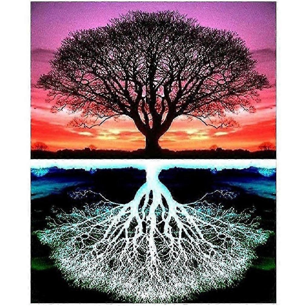 Paint By Number Tree Kit for Adults Beginner Kids Reflection Tree DIY Canvas Painting By Numbers Pa