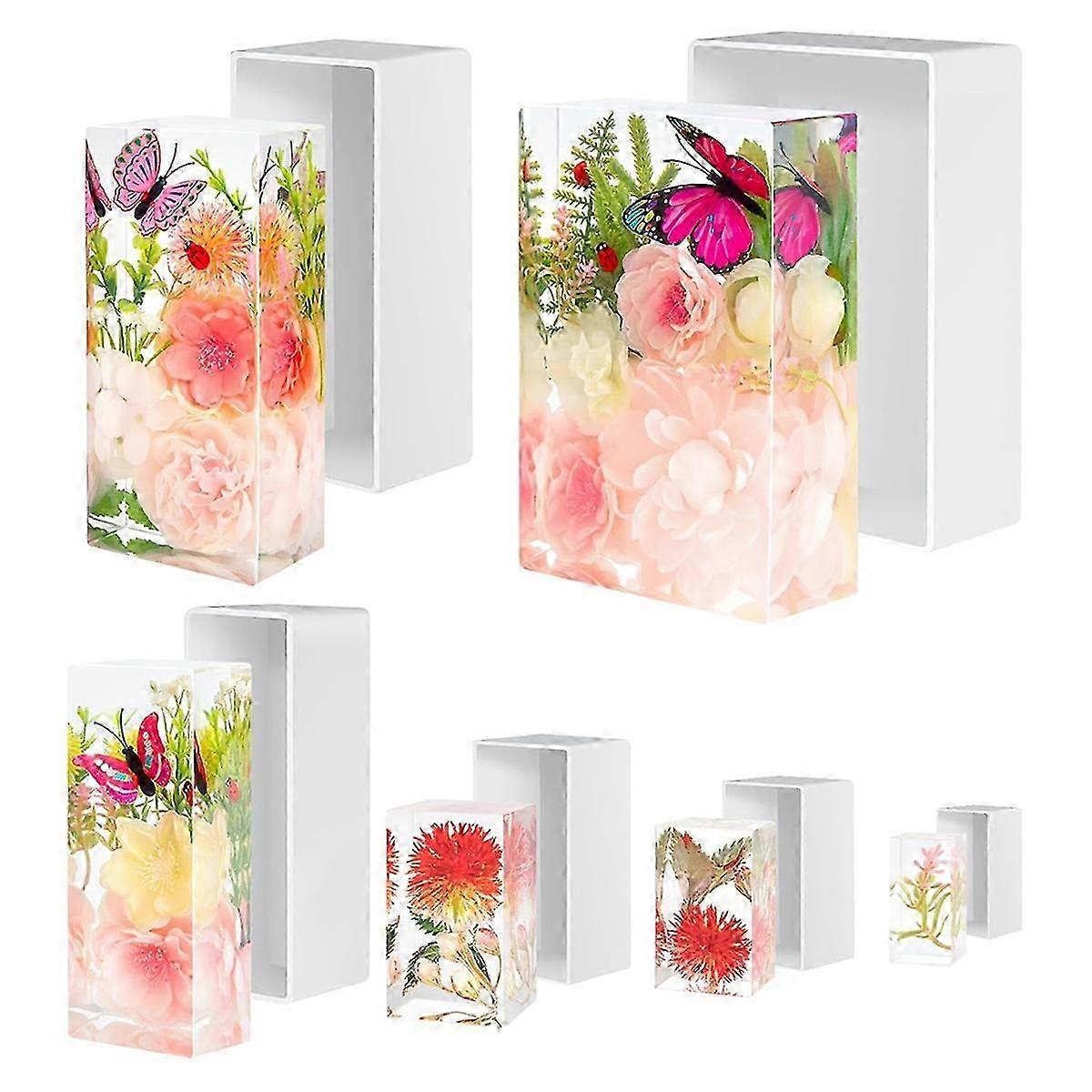 Large Resin Mold Silicone 6 Pieces Rectangular Cube Silicone Molds for Resin Epoxy Casting Craft Mo SZRH