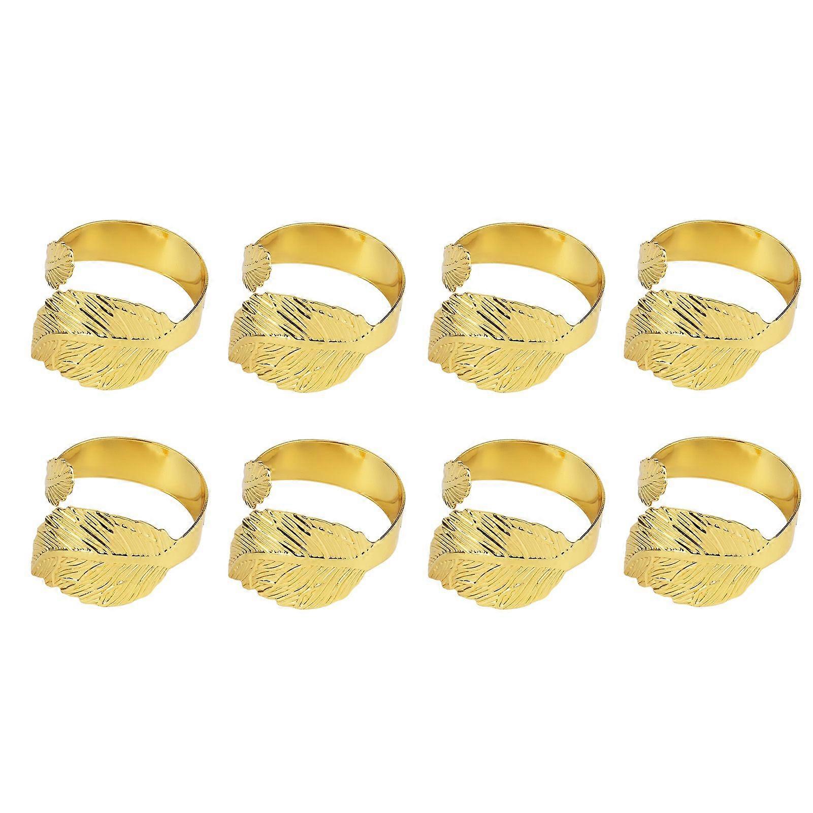 2025 Latest Model  8pcs Napkin Ring Set Exquisite Maple Leaf Electroplating