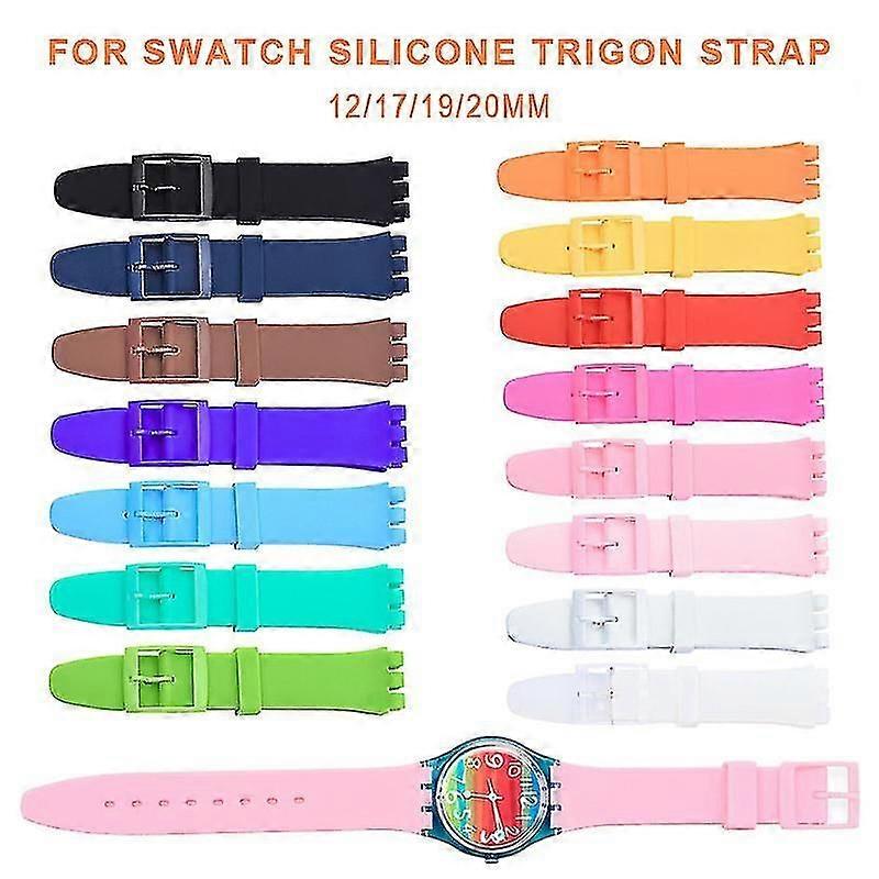 حزام سيليكون لسواتش جيلي ثلاث عيون كلاسيكية 12/17/19/20 ملم مثلث التوائم