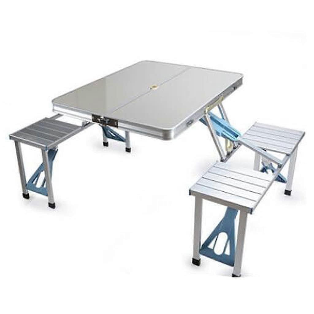 Camping Folding Table Aluminium Portable Picnic Table with Chairs, Lightweight Outdoor Barbecue Setup for Beach and Travel