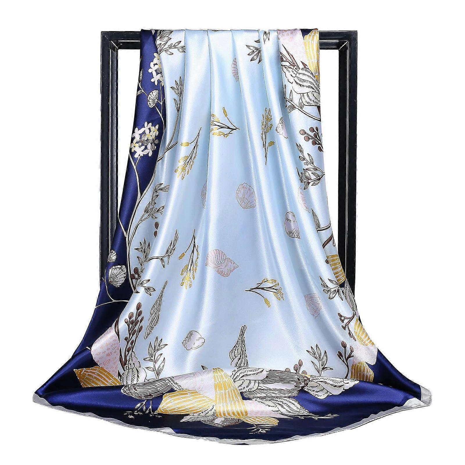 simple and fresh plant flower simulation silk satin scarf ladies gift scarf headscarf29090cm 2 9090cm