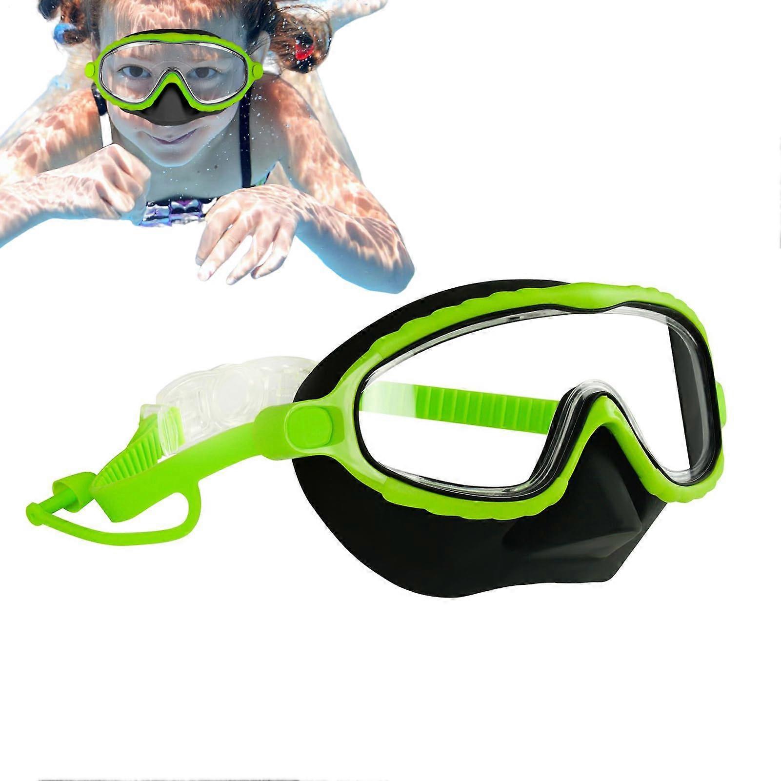 s swimming goggles with nose cover – antifog, leakproof, waterproof for girls 4–16 black