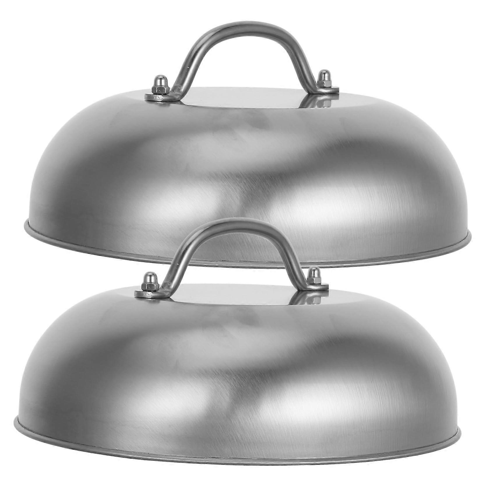 Set of 2 Stainless Steel Pot Lids for Frying Pan Grill Universal