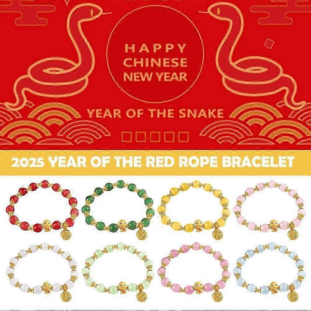 2025 2025 Year Snake Pattern Red rope Beaded bracelet Christmas and New Year Gift