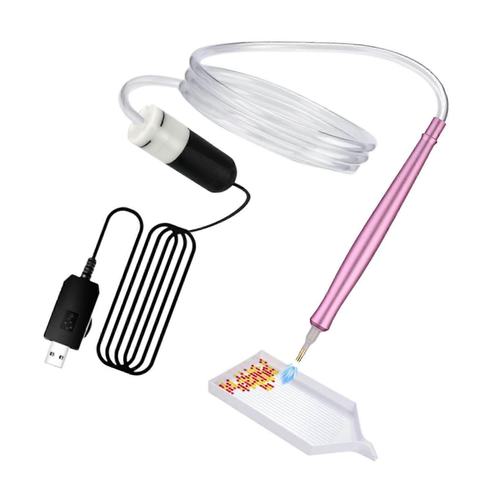 Automatic Gemstone Drill Pen with Adjustable Suction Power, Ergonomic Design for Large Canvas Craft Projects, Rose Color