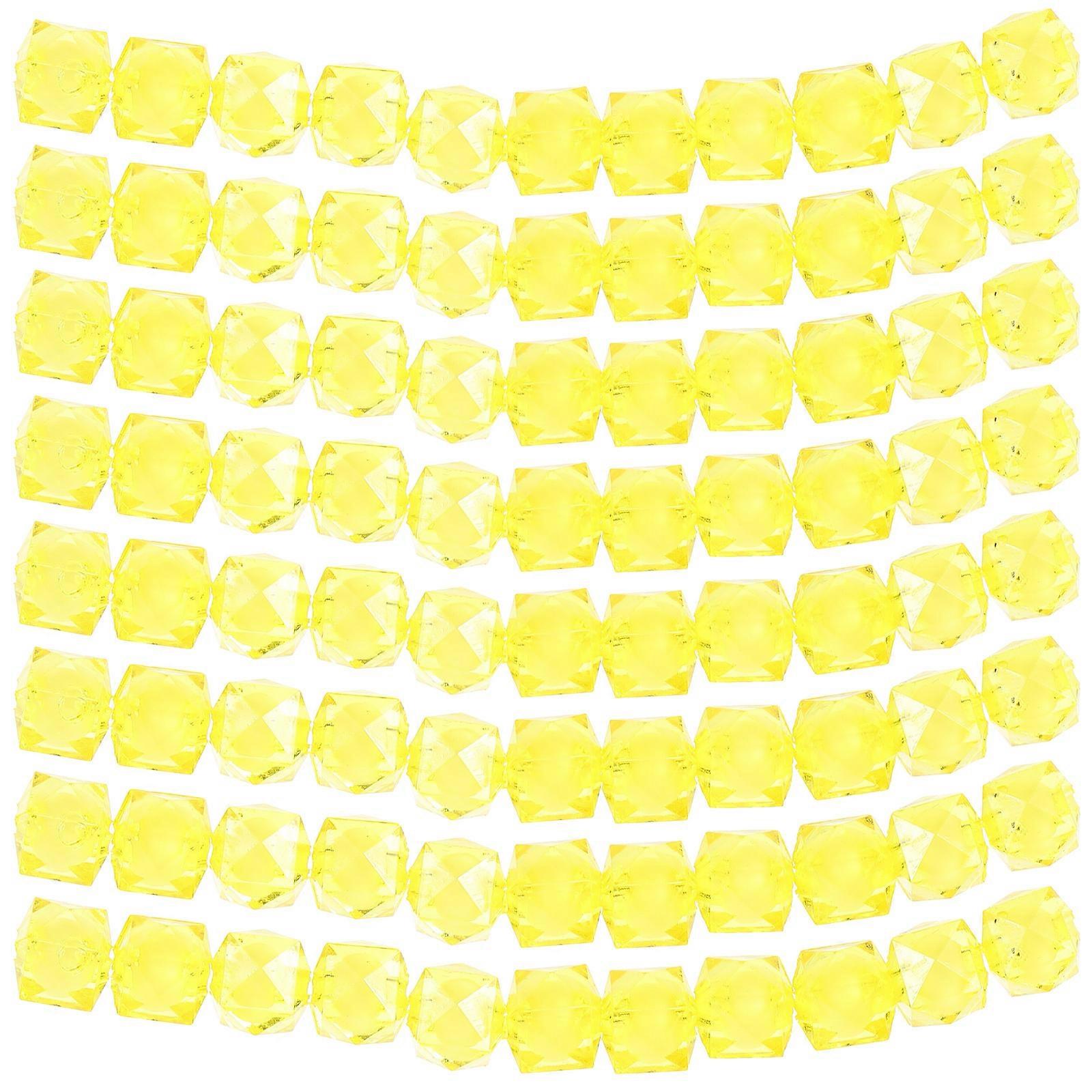 Bulk Beads Acrylic Beads Craft Enthusiasts Diy Bracelet Beads Square Yellow 0.8x0.8x0.8cm Diy Jewelry Making 1 Pack