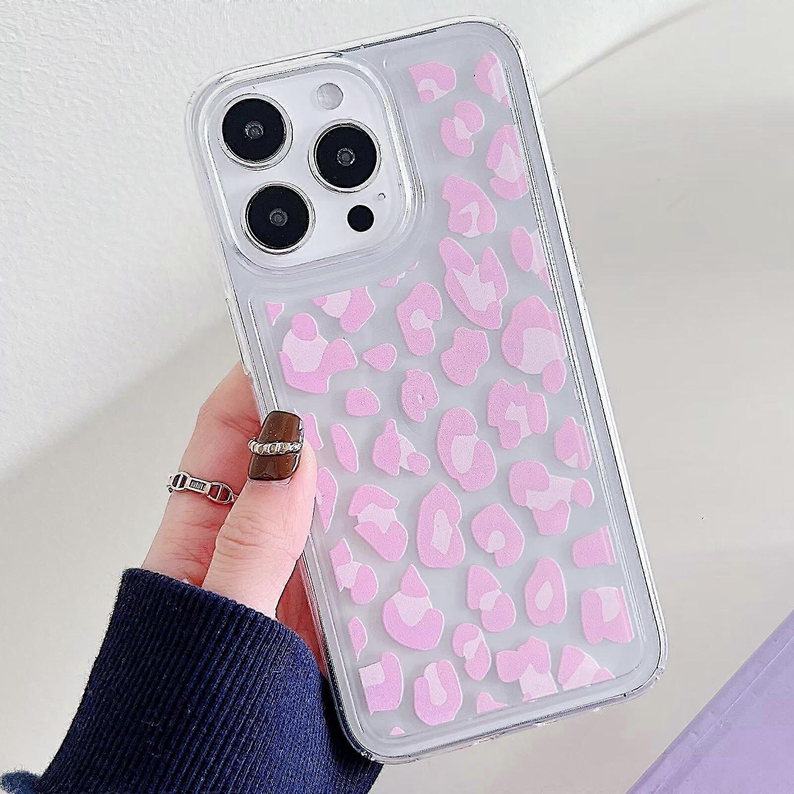 Transparent Silicone Case for iPhone 12, Lightweight Soft Shockproof Cover with Leopard Design, Clear Protective Case