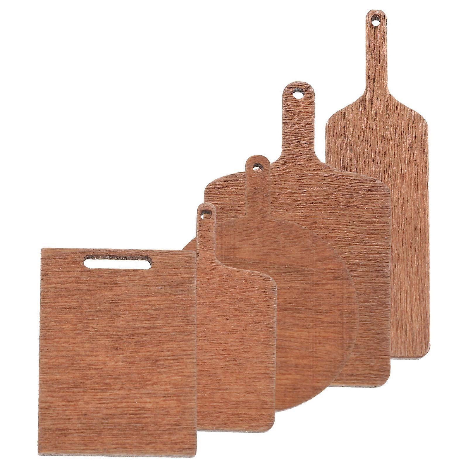 Miniature Dollhouse Wood Cooking Utensil Small Board Play Scene Miniature Design 5Pcs