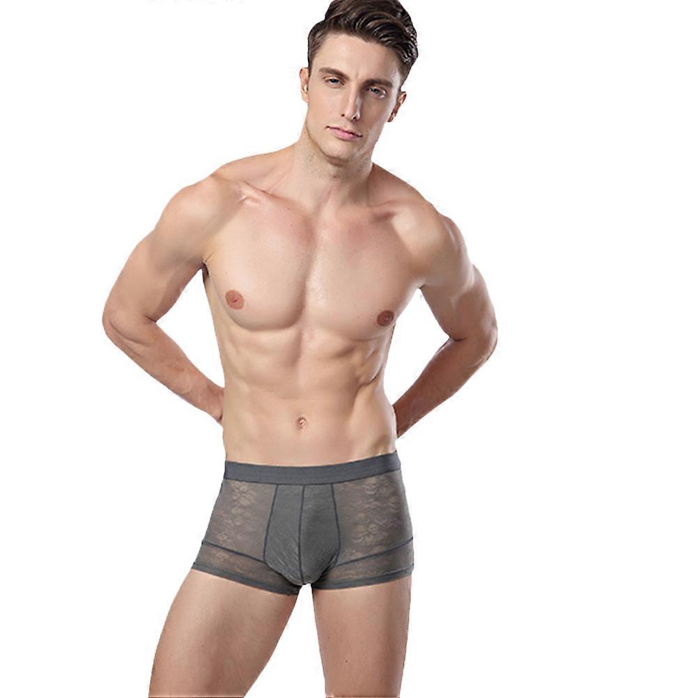 Underpants For Men Stretchy Nylon Grey XXXL Waist 90-103.3cm Breathable Minimalist Design For Sports 1Set