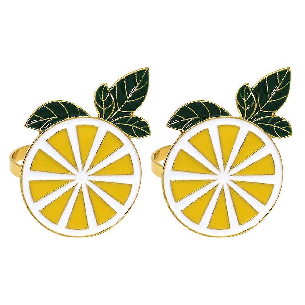 Napkin Holder Buckles 2Pcs Decorative Napkin Rings Tableware Fix Napkins Home Use Lemon Slice Shape Yellow 5.50X4.20X4.00CM