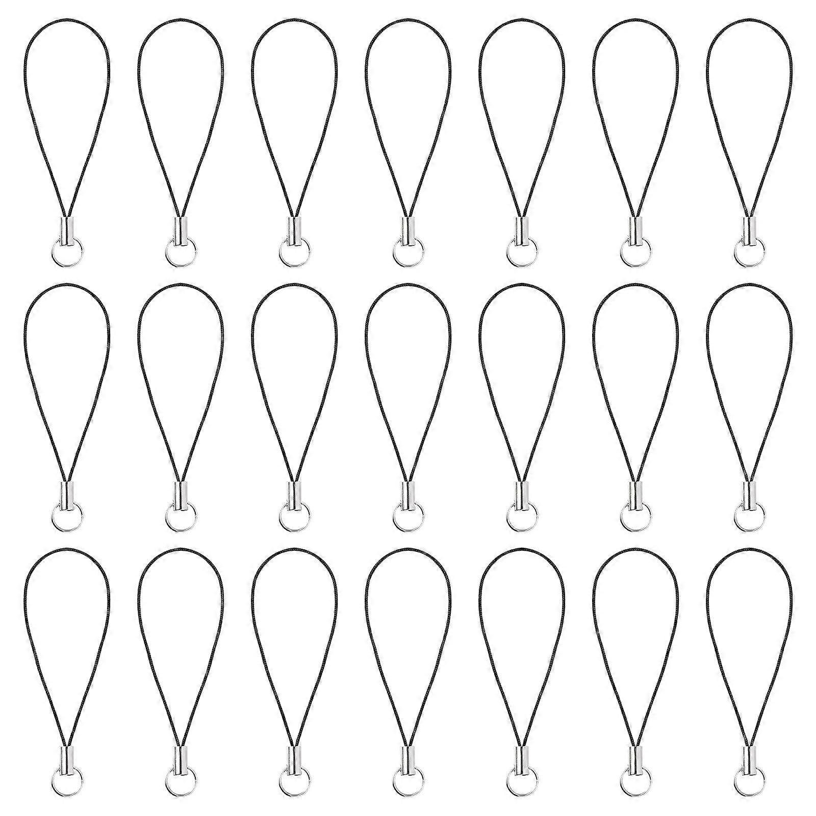 Cell Phone Charm String UKCOCO Cell Phone Lanyard General Users Black 6.00X0.80X0.20cm Hanging Split Ring 100Pcs