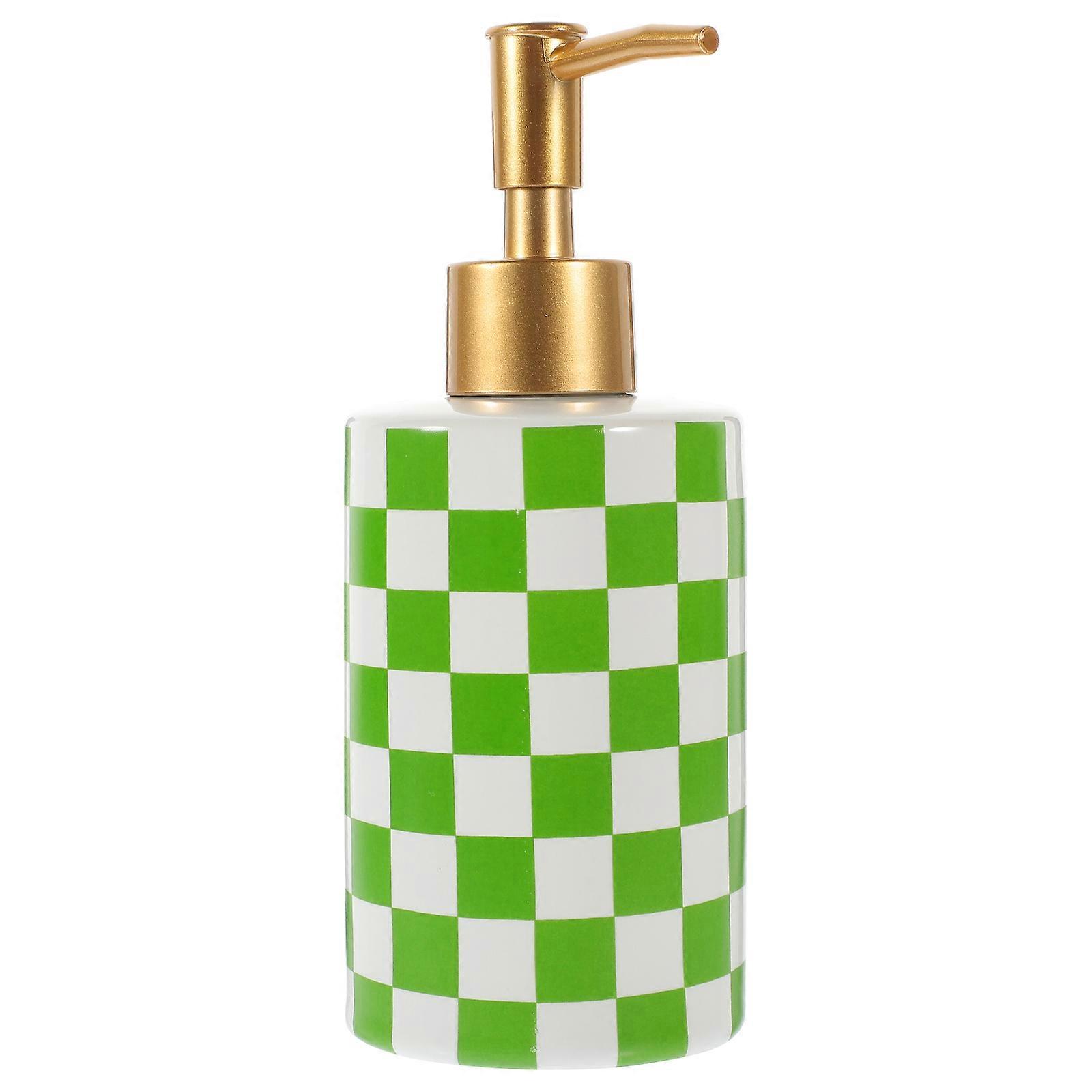 Pump Lotion Dispenser Refillable Shampoo Bottle For Bathroom Storage Ceramic Rectangular Pattern 1Set