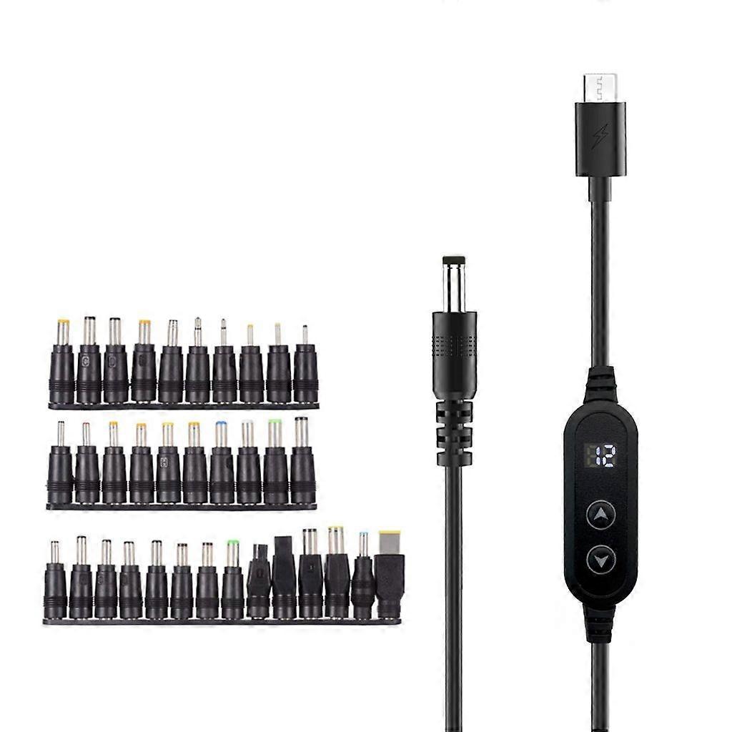 Flexible Voltages USB C DC5525 Adapter Cable Cord 34 Interchangeable Tips