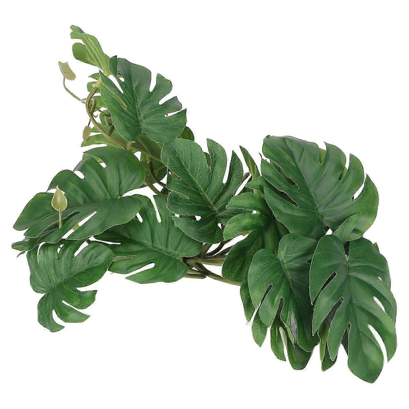 Artificial Palm Plants Leaves Natural Safe Add Fun Plastic Turtle Leaf Decoration with Suction Cup for Reptile Terrarium