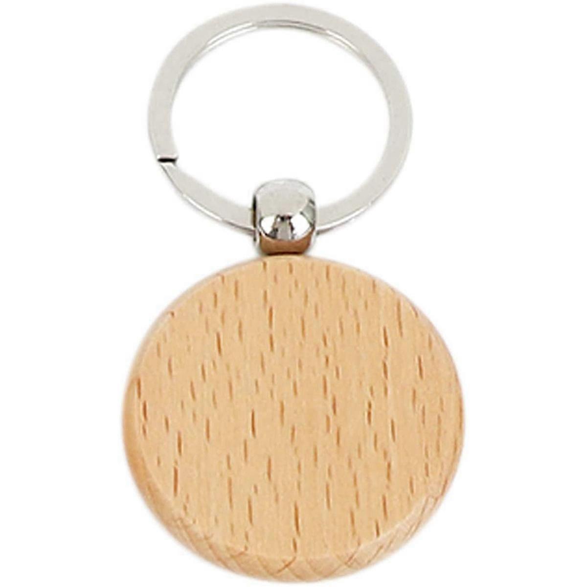 Rectangle Heart Round Ellipse Carving Key Ring Wood Key Chain Ring